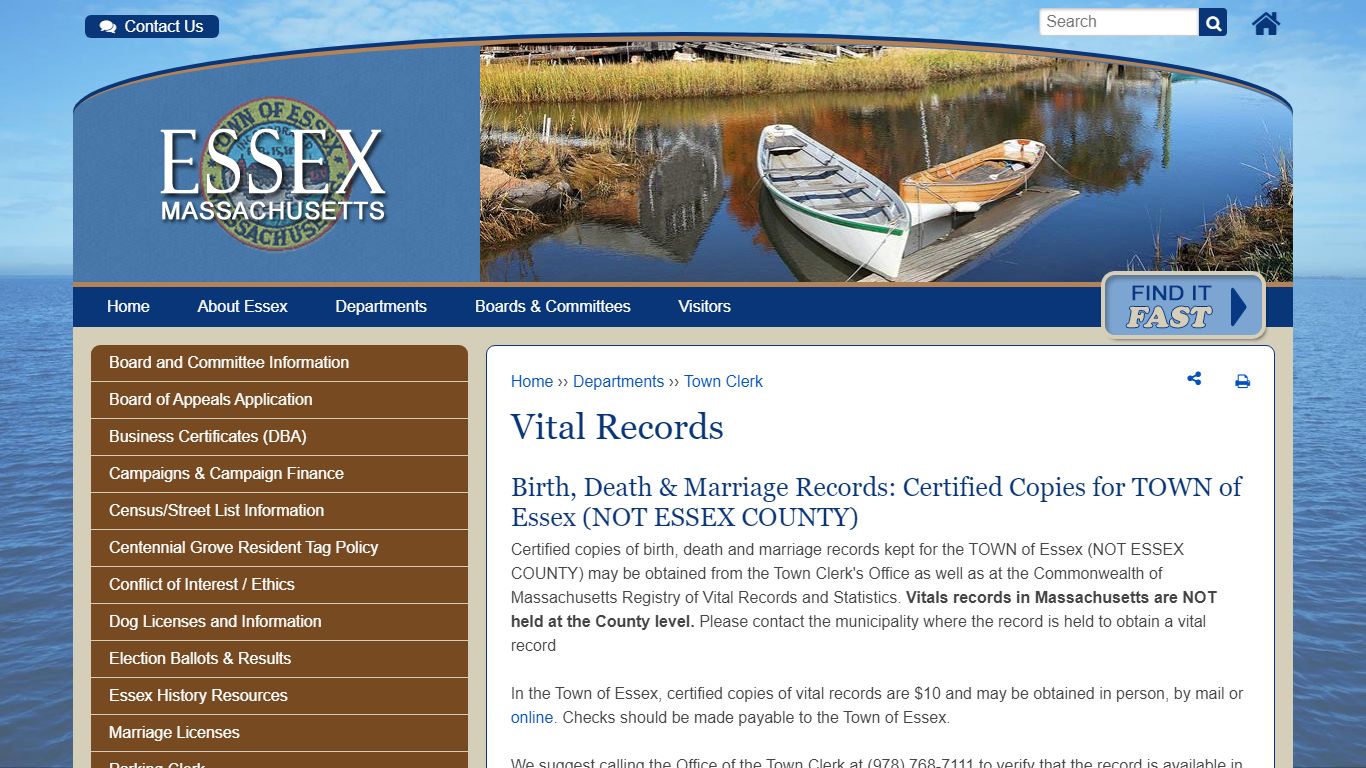 Vital Records | Essex MA - Essex, Massachusetts